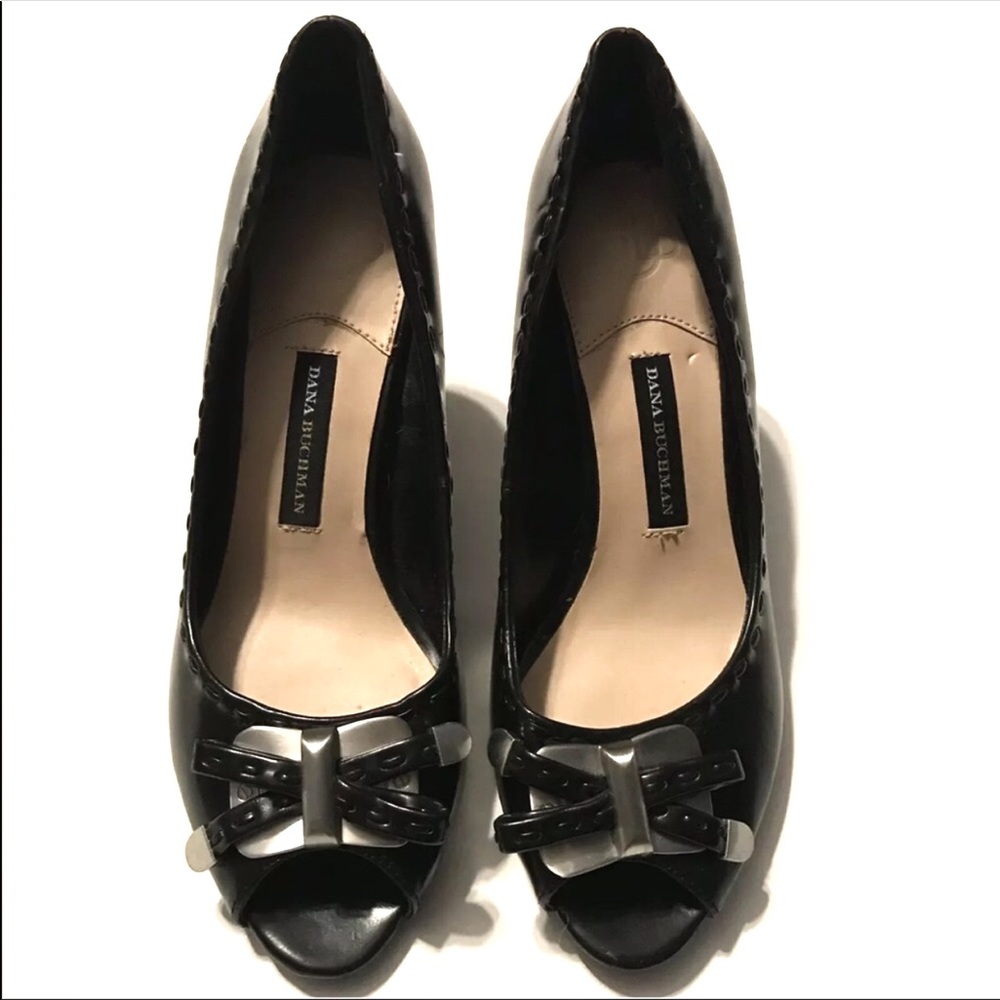 Dana Buchman Black Edgy Metal Pumps Heels Shoes